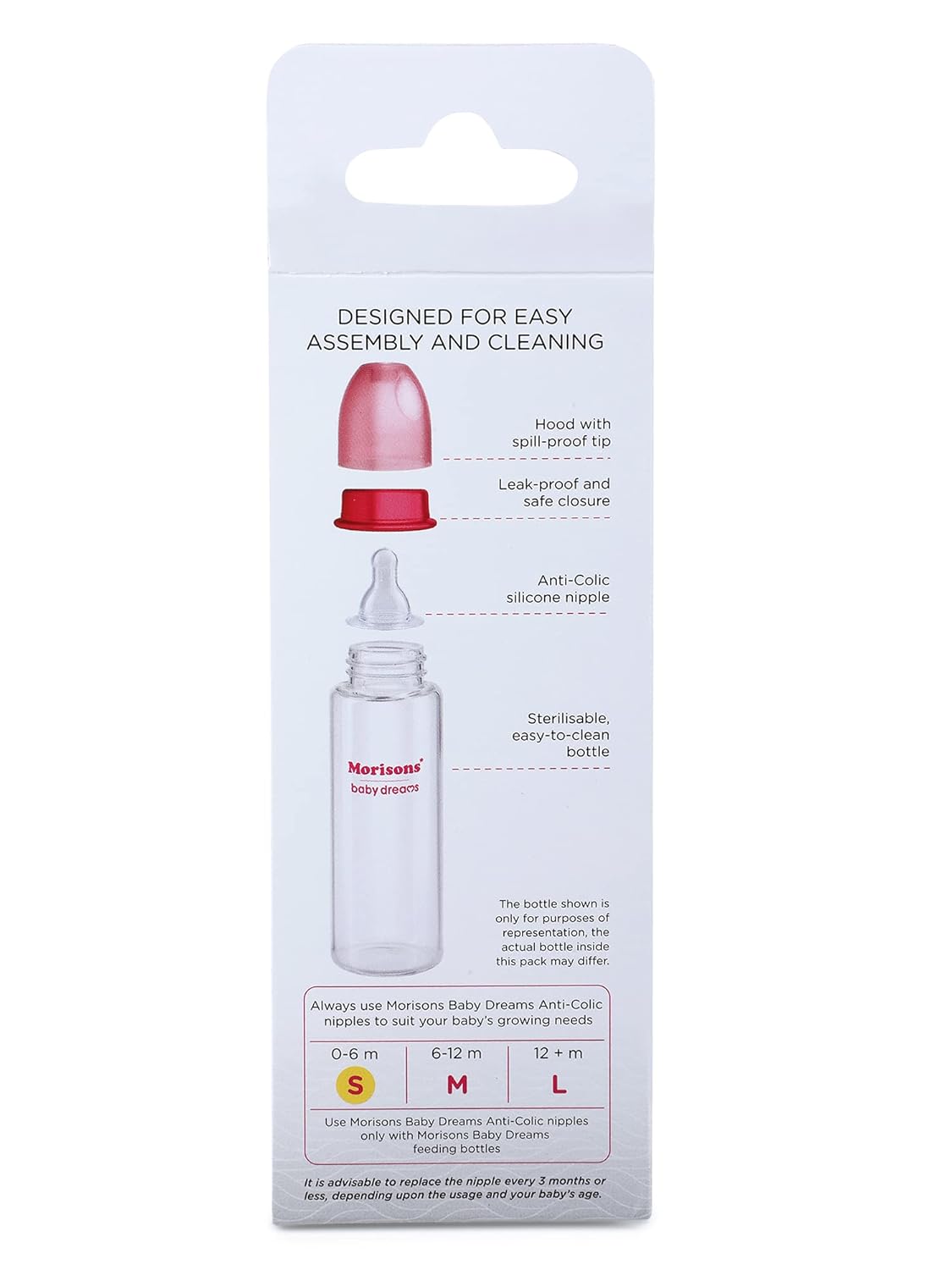 Morisons Premium Borosilicate Glass feeding Bottle 125ml