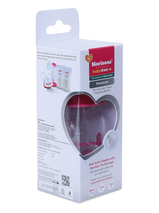 Morisons Premium Borosilicate Glass feeding Bottle 125ml