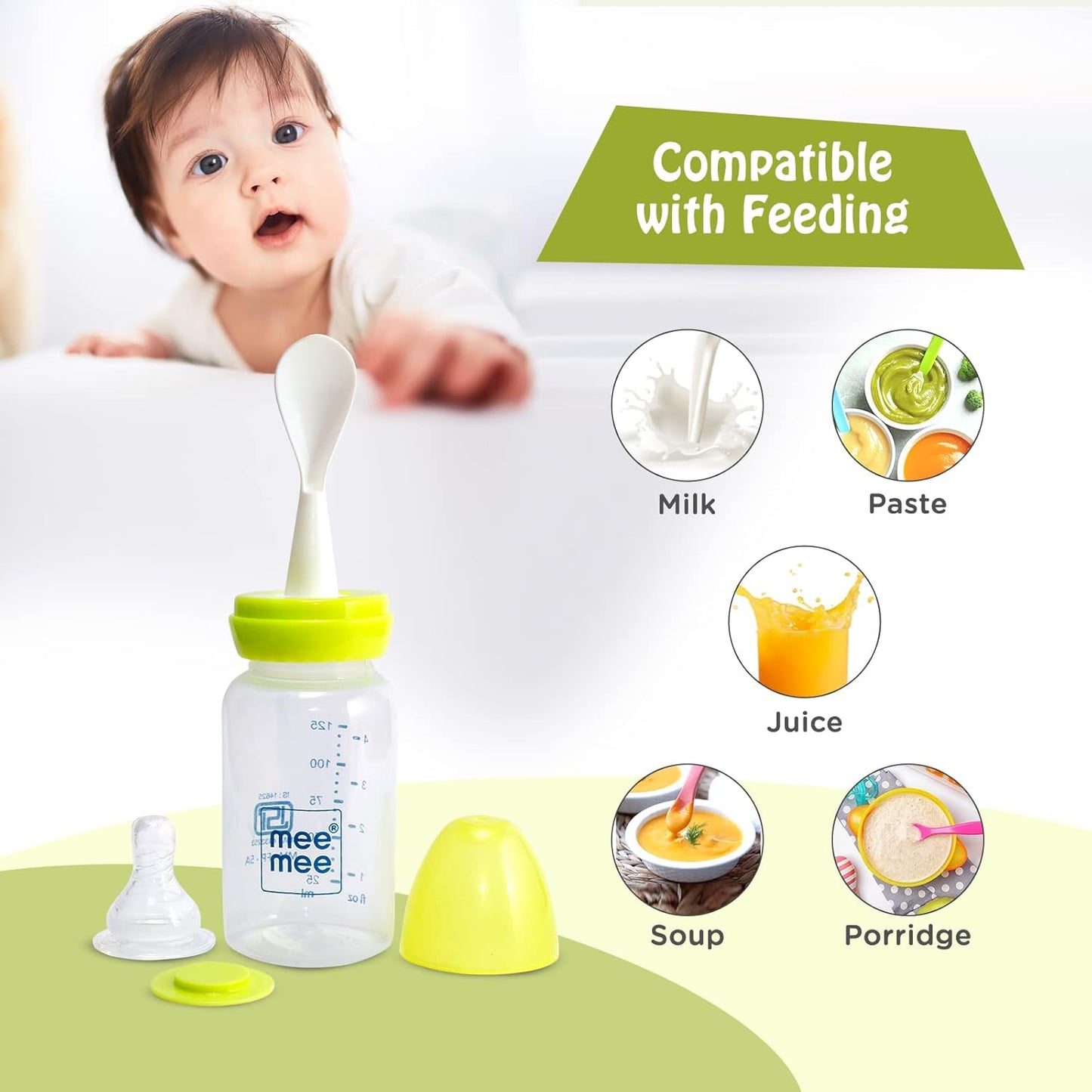 Mee Mee Baby Feeding Bottle With Spoon 125ml