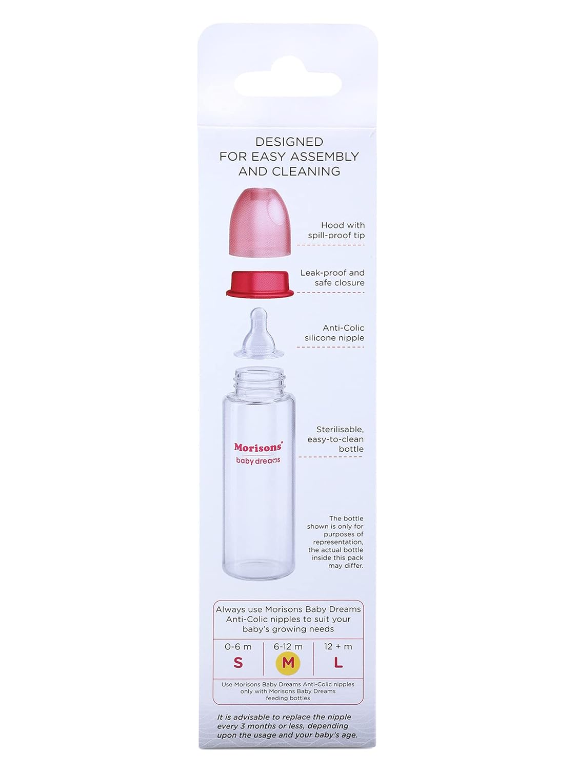 Morisons Premium Borosilicate Glass feeding Bottle 250ml