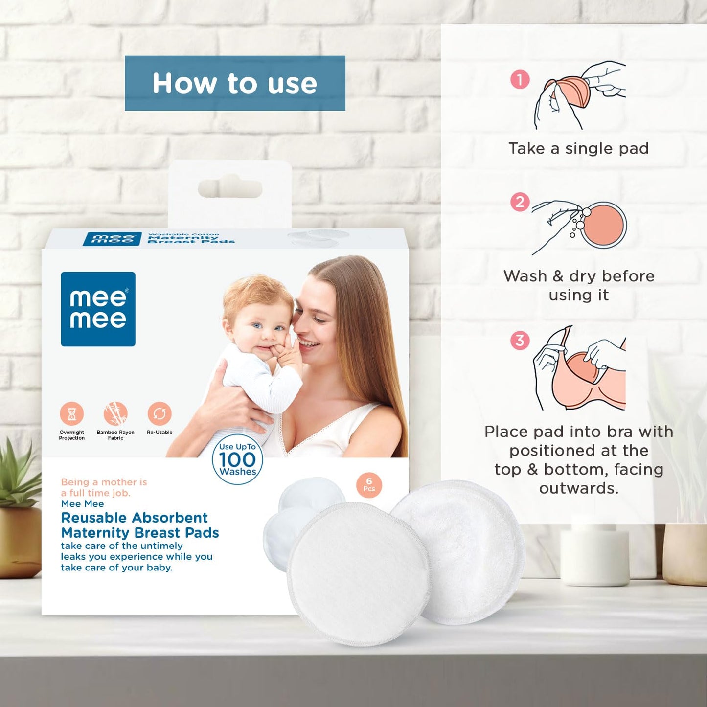 Mee Mee Washable Cotton Maternity Breast Pads