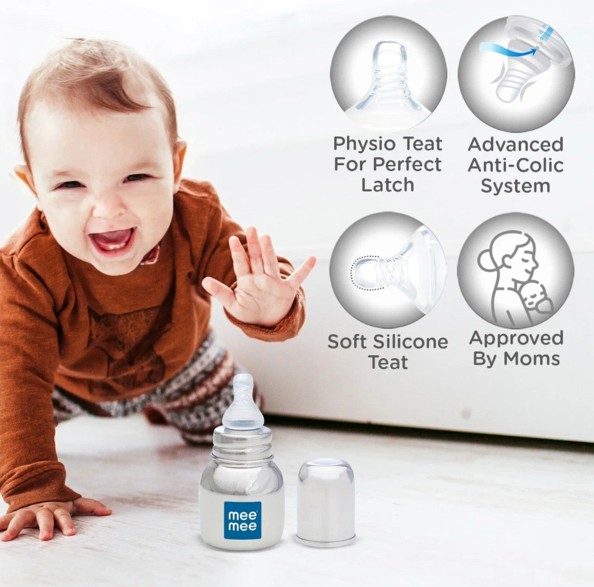 Mee Mee Steel Feeding Bottle - 120 ML