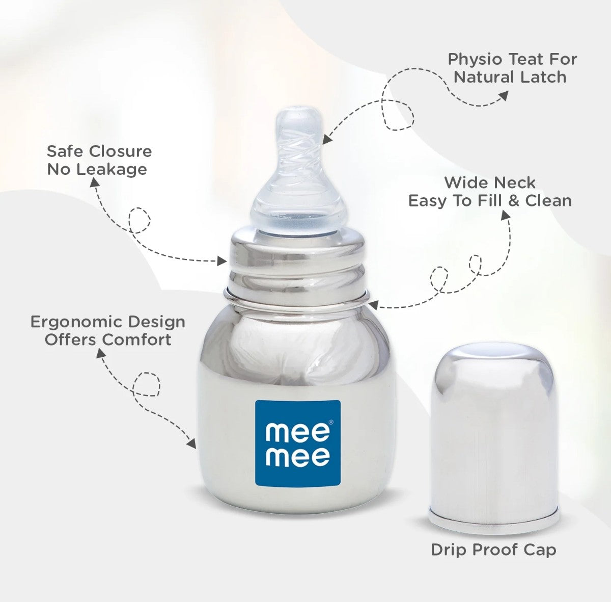 Mee Mee Steel Feeding Bottle - 120 ML