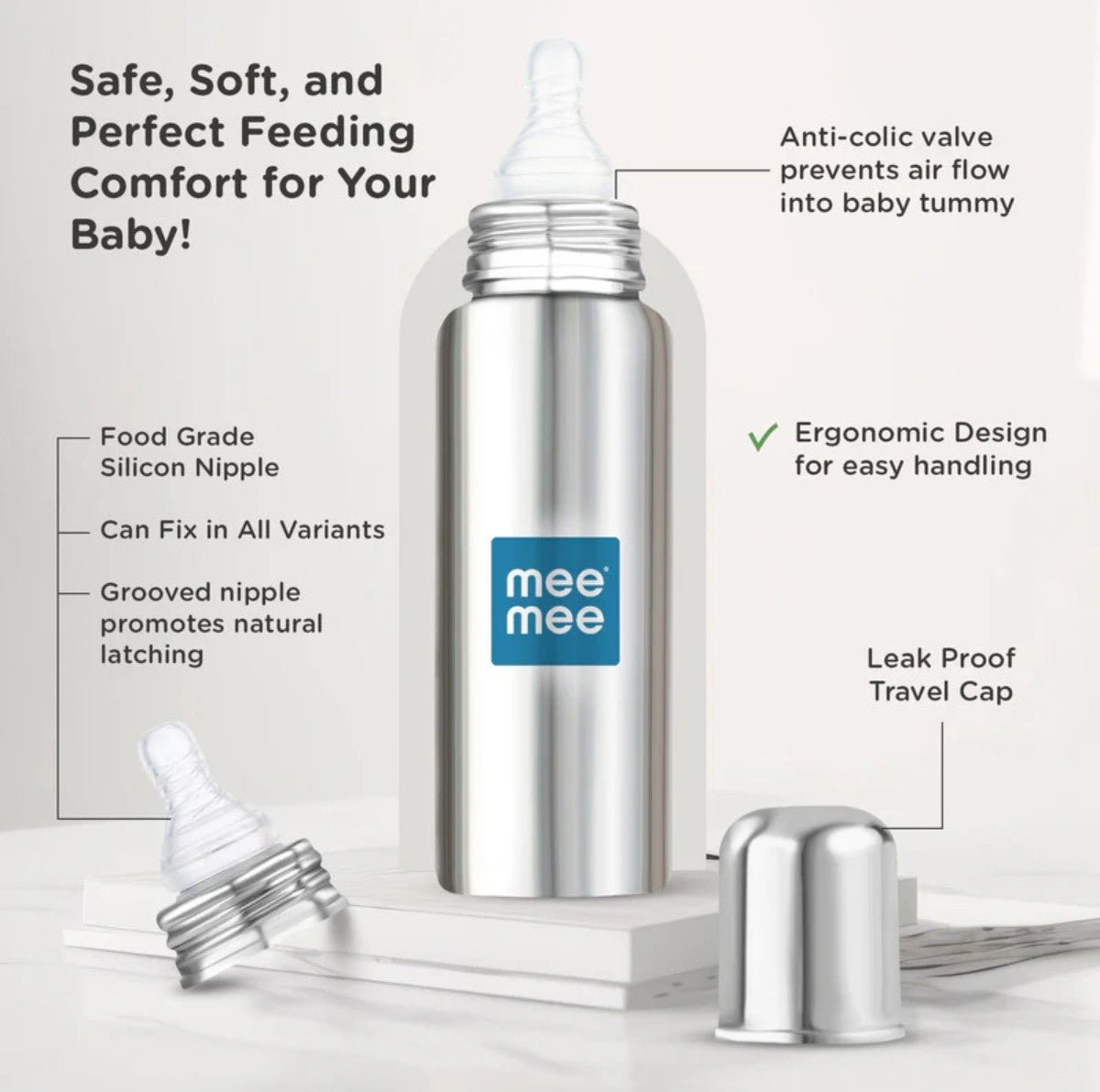 Mee Mee Steel Feeding Bottle - 240 ML