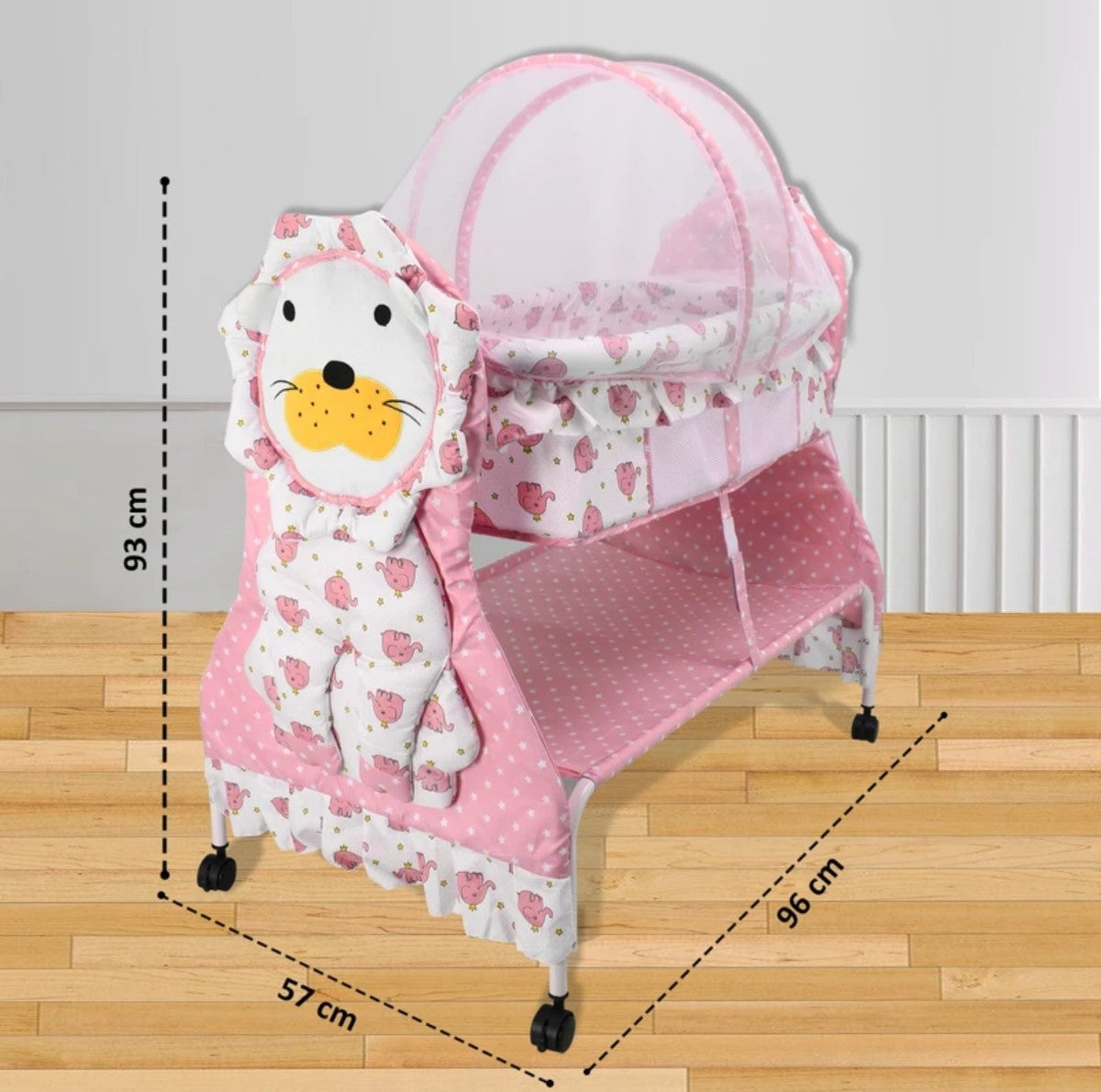 Amardeep Lion Metal Cradle | Baby Swing Cot with Mosquito Net