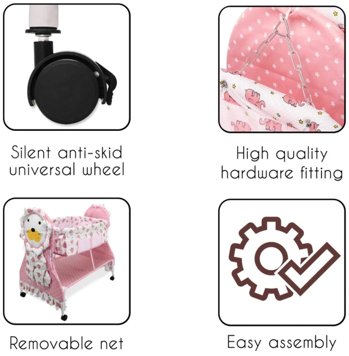 Amardeep Lion Metal Cradle | Baby Swing Cot with Mosquito Net