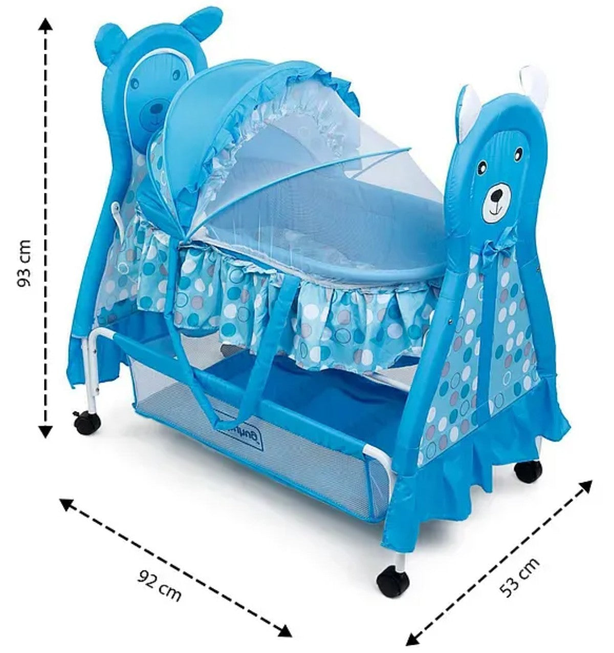 Cat Model Metal Baby Cradle | Baby Swing Cot with Mosquito Net & Mattress