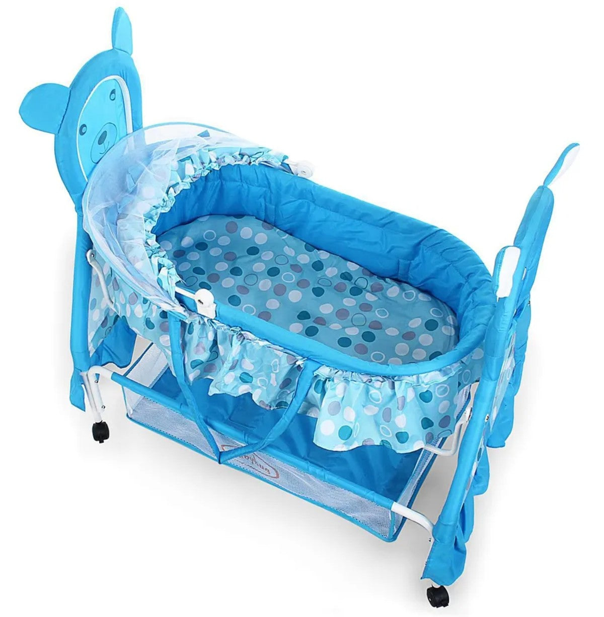 Cat Model Metal Baby Cradle | Baby Swing Cot with Mosquito Net & Mattress