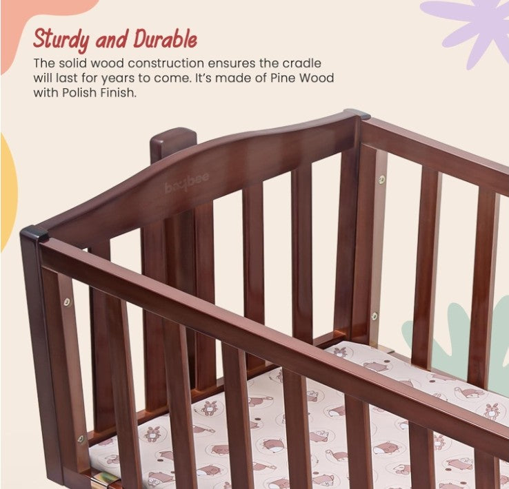 Premium Wooden Baby Crib | Sturdy Wooden Cot for Newborns & Toddlers