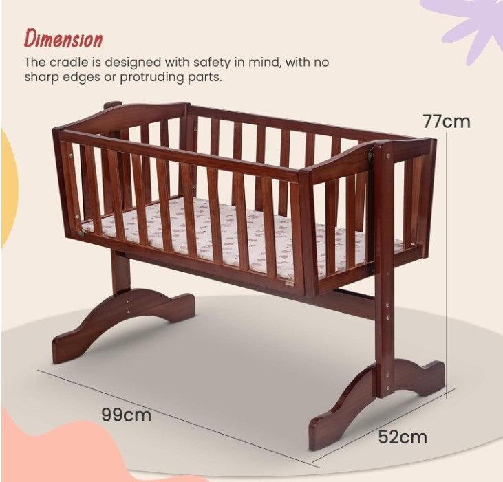 Premium Wooden Baby Crib | Sturdy Wooden Cot for Newborns & Toddlers