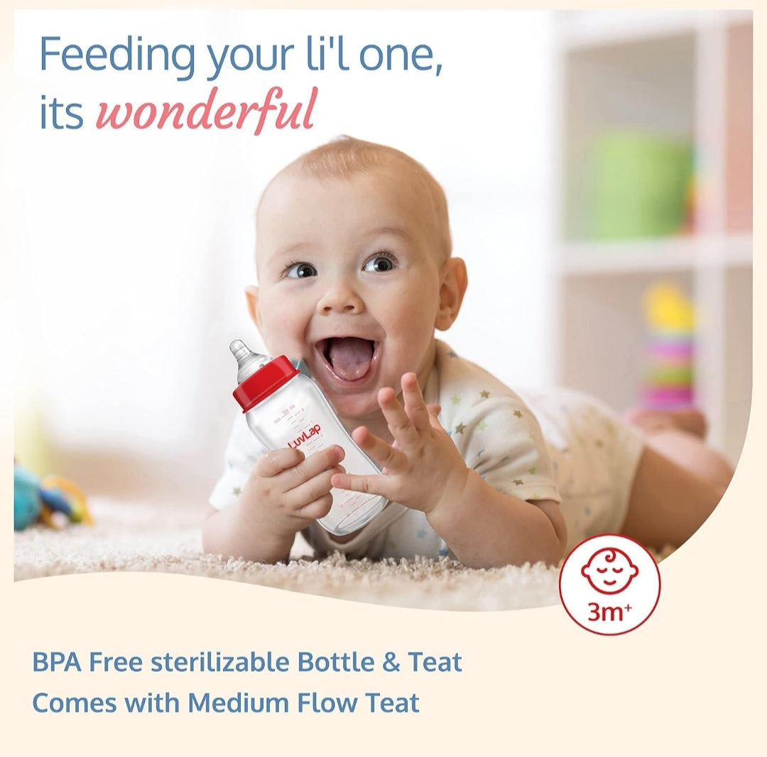 LuvLap Glass Feeding Bottle - 250 ML