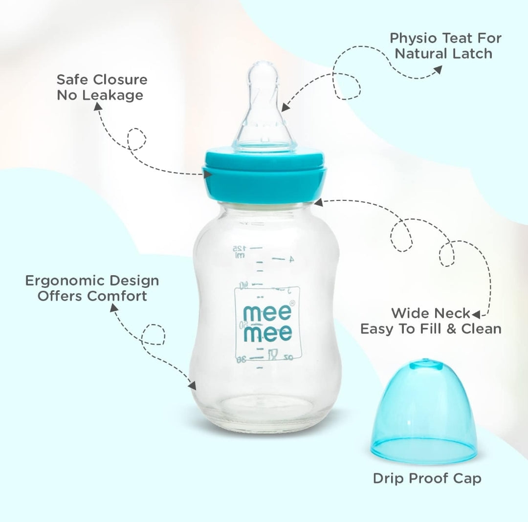 Mee Mee Premium Glass Feeding Bottle - 125 ML