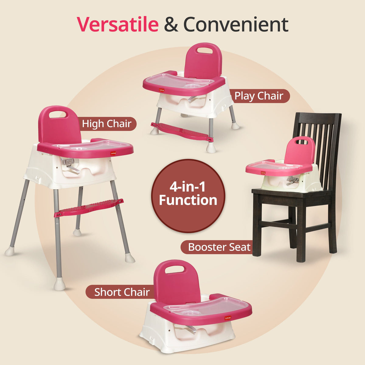 LuvLap 4-in-1 Grow-With-Me Convertible High Chair for Babies & Toddlers