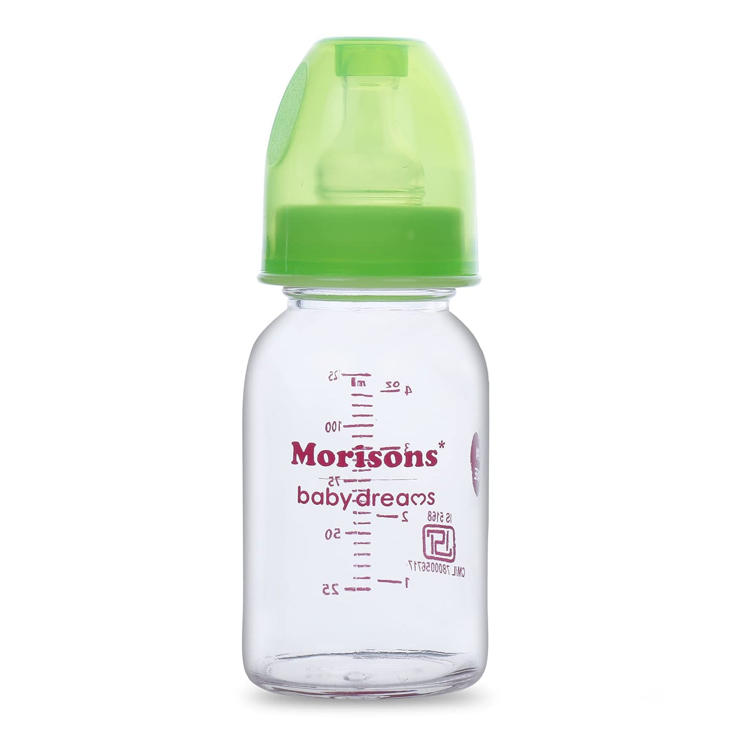 Morisons Premium Borosilicate Glass feeding Bottle 125ml