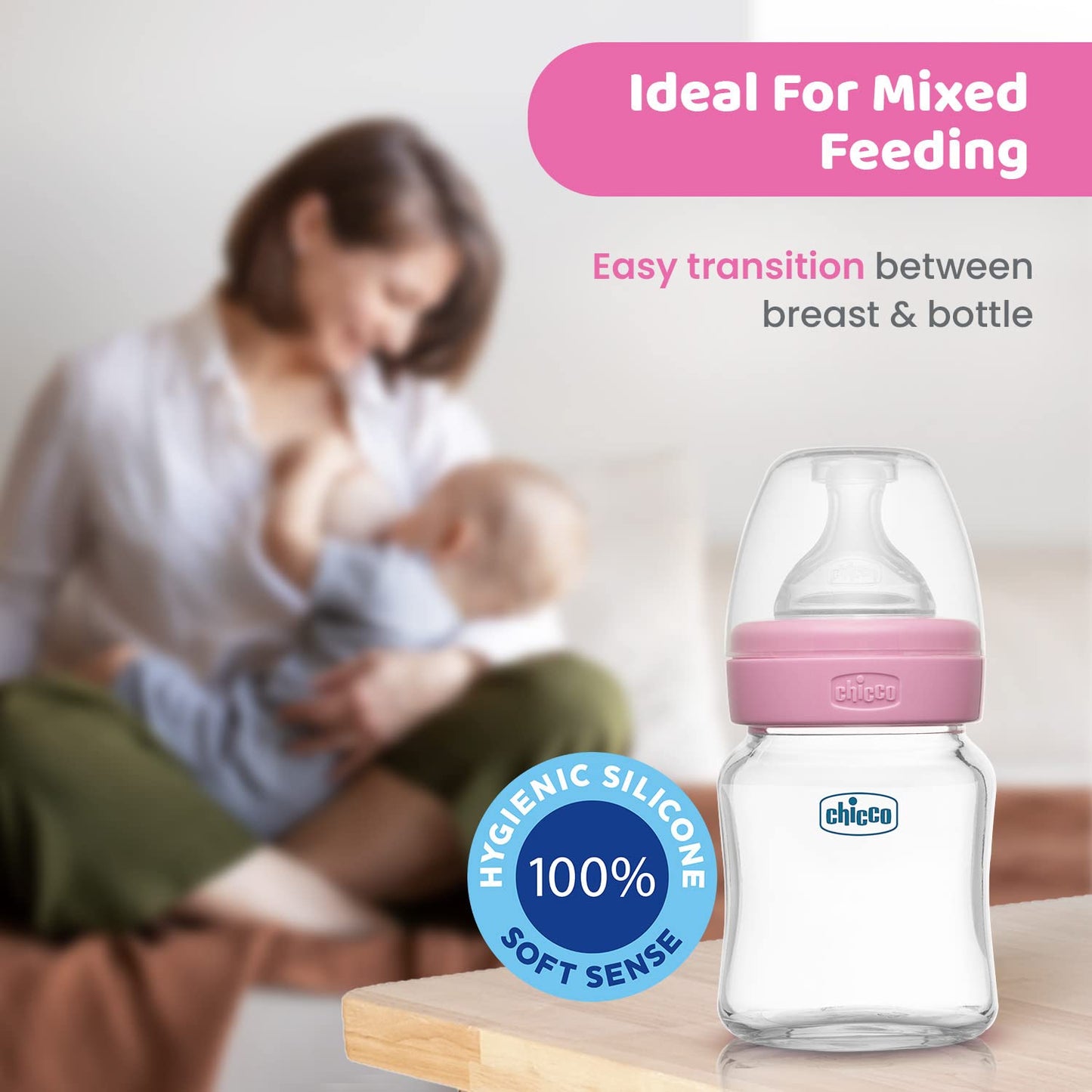 Chicco Well-Being Feeding Glass Bottle 120ml