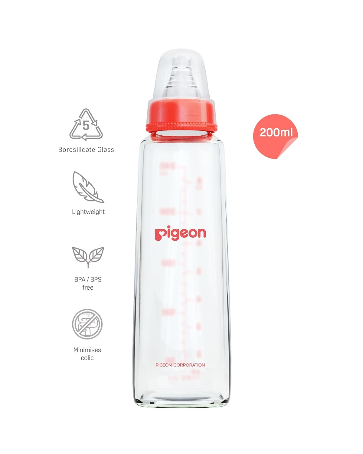 Pigeon Flexible Feeding Glass Bottle 200ml 4m+