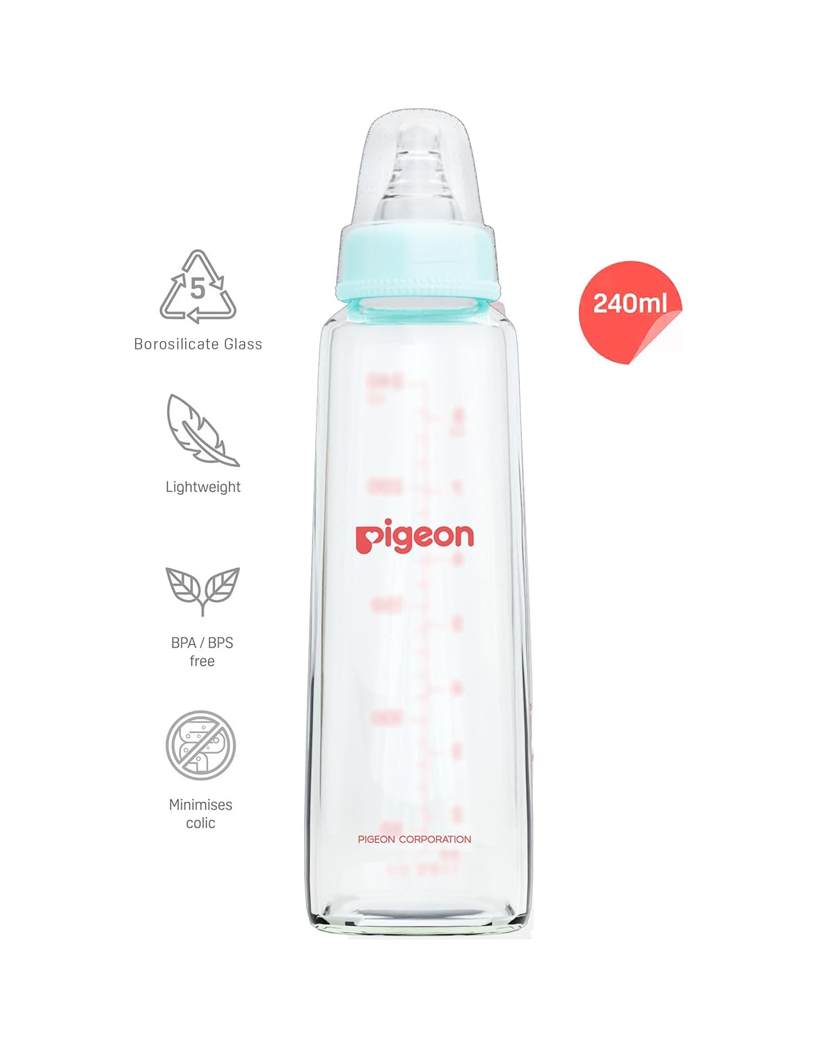 Pigeon Flexible Feeding Glass Bottle 200ml 9m+