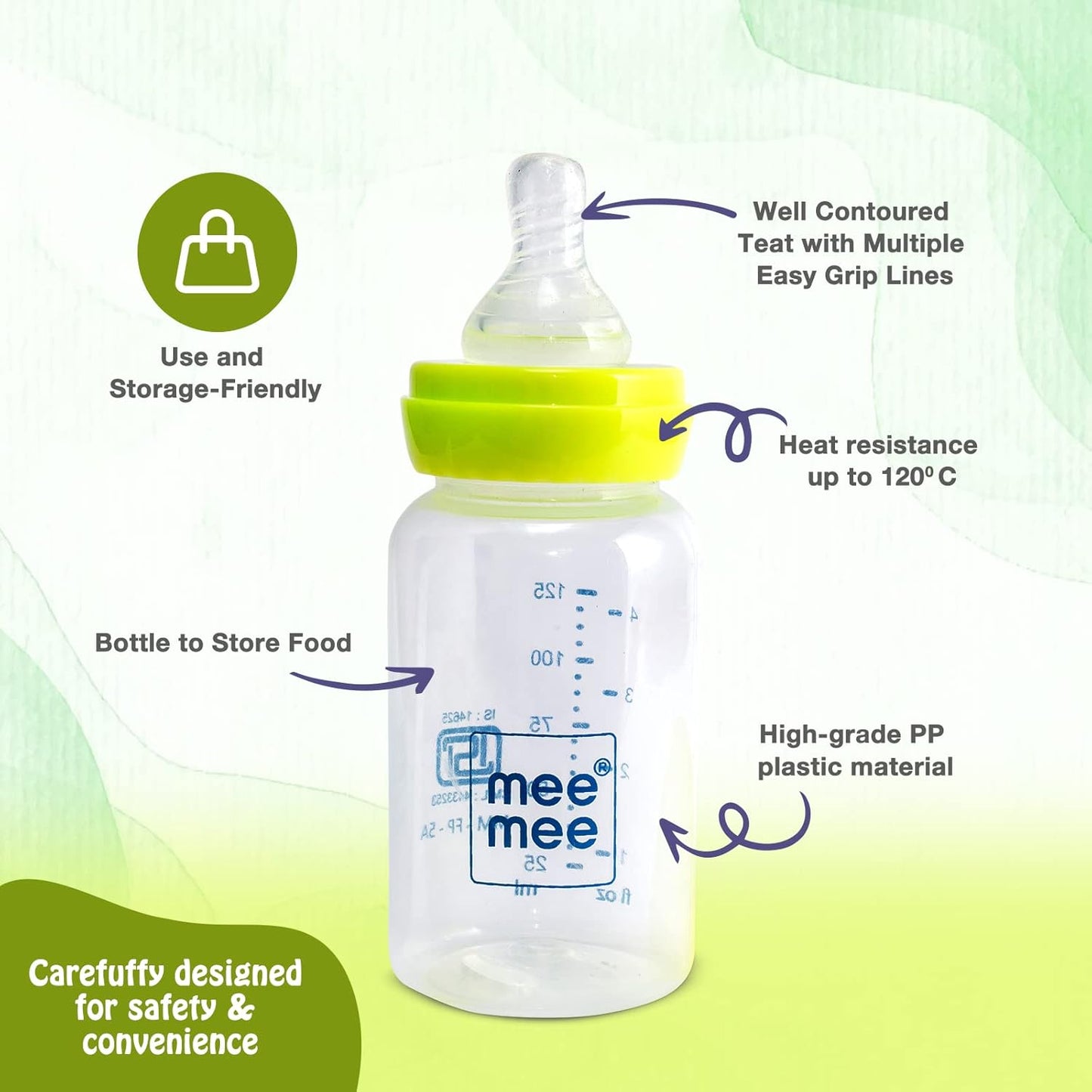 Mee Mee Baby Feeding Bottle With Spoon 125ml