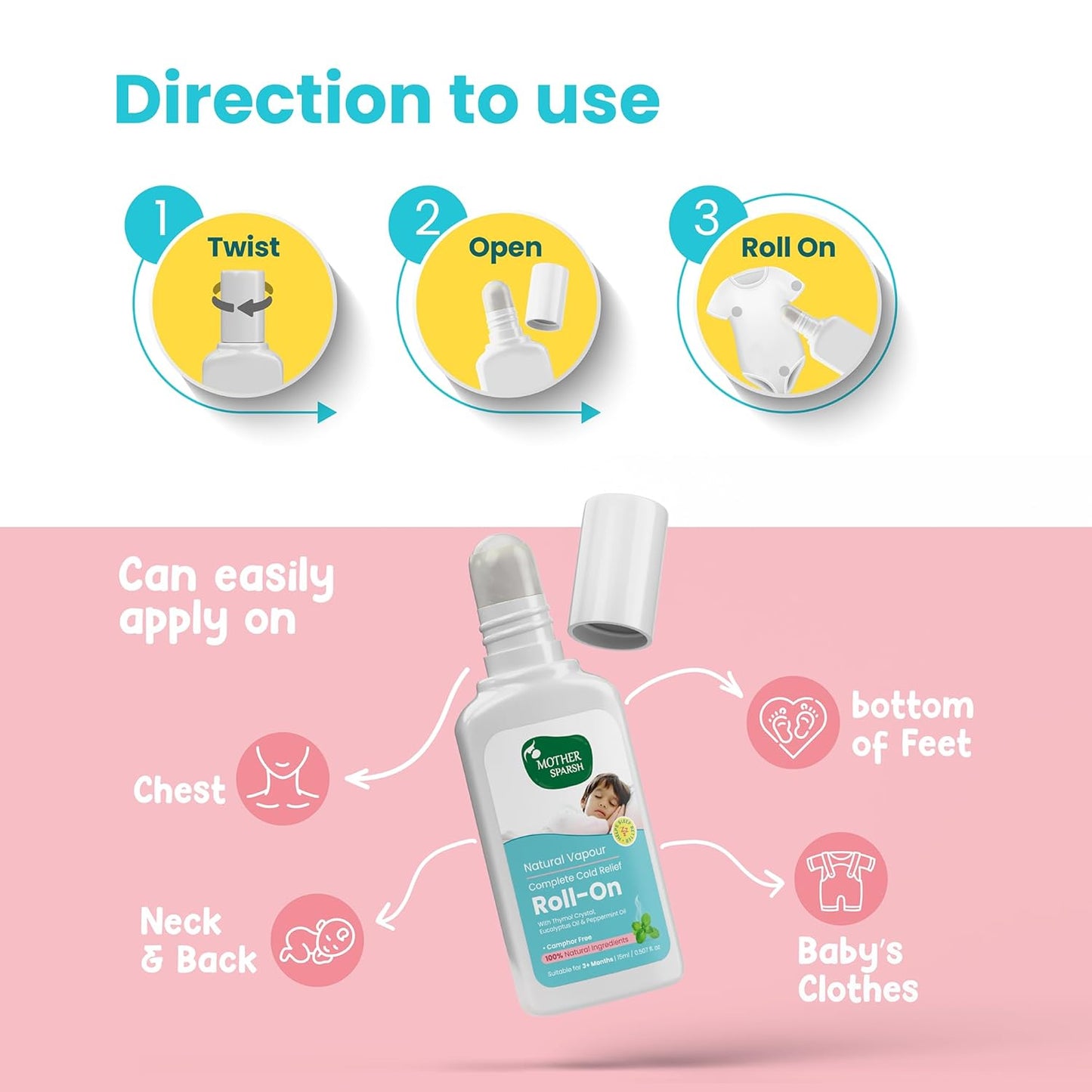 Mother Sparsh Natural Vapour Complete Cold Relief Roll-On
