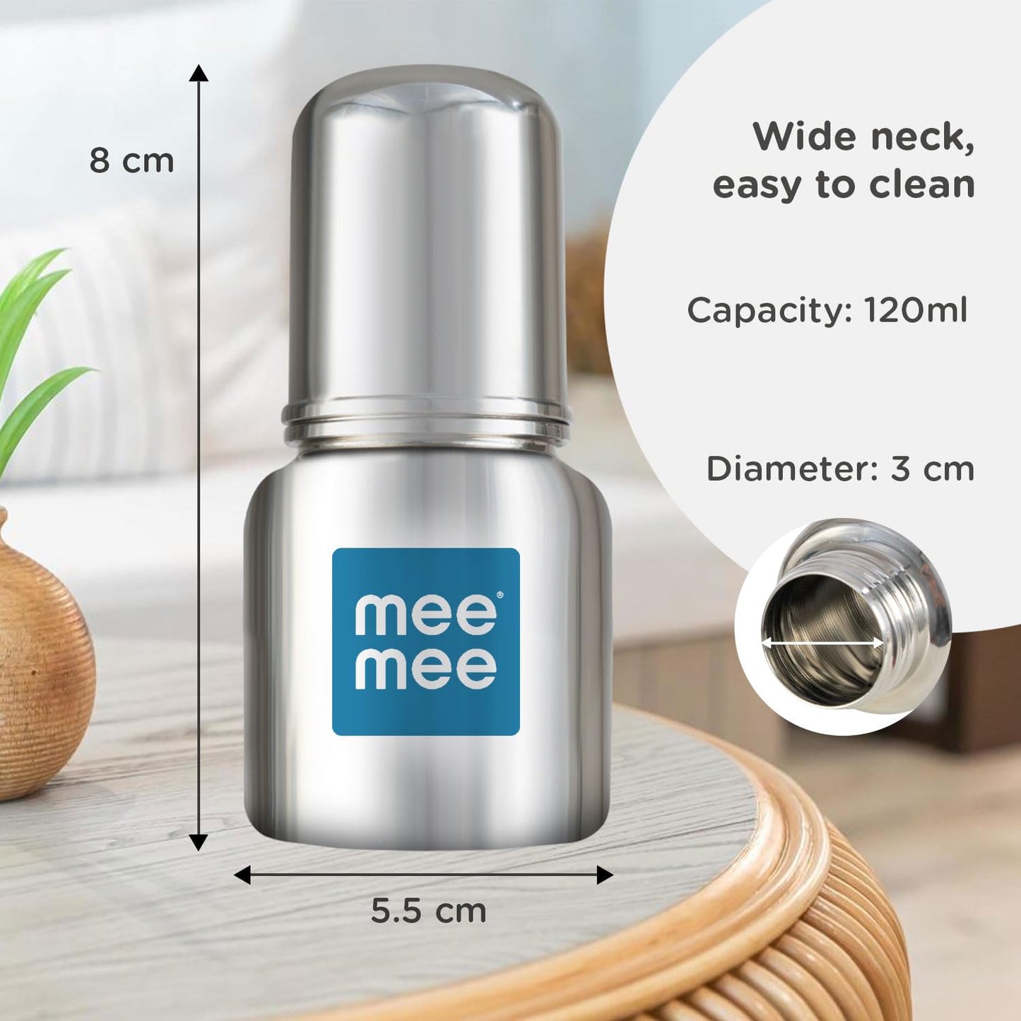 Mee Mee Premium Steel Feeding Bottle 120ml