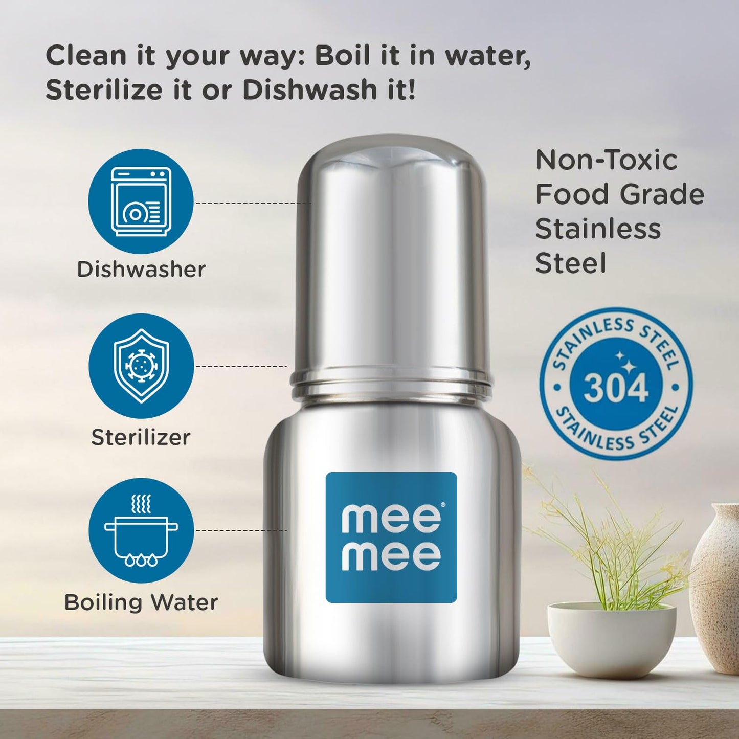 Mee Mee Premium Steel Feeding Bottle 120ml