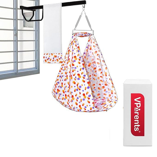 VParents Preemie Baby Swing Cradle with Mosquito Net, Spring & Metal Window Cradle Hanger (Orange)