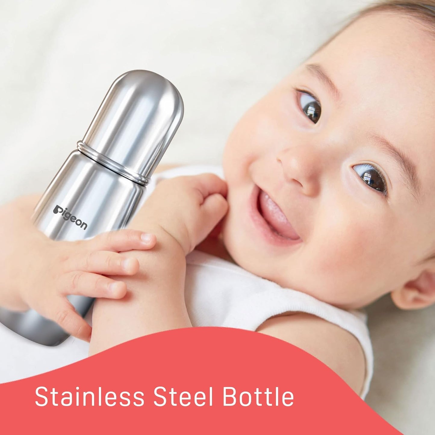 Pigeon Flexible Stainless Steel Feeding Bottle 150ml Om+