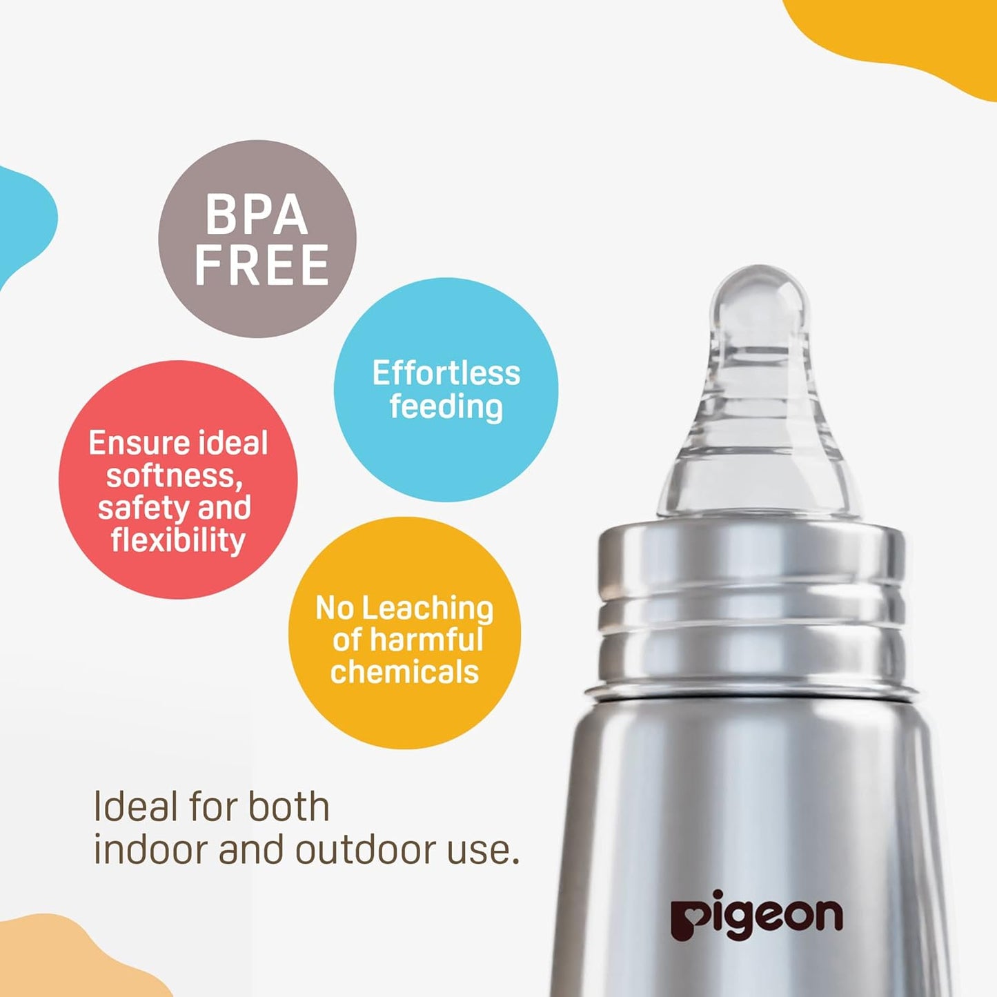 Pigeon Flexible Stainless Steel Feeding Bottle 150ml Om+