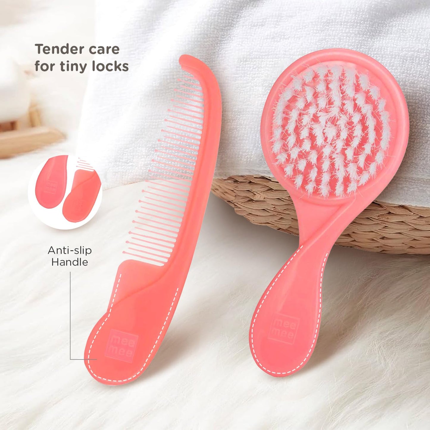 Mee Mee Easy Grip Soft Bristles Comb & Brush set