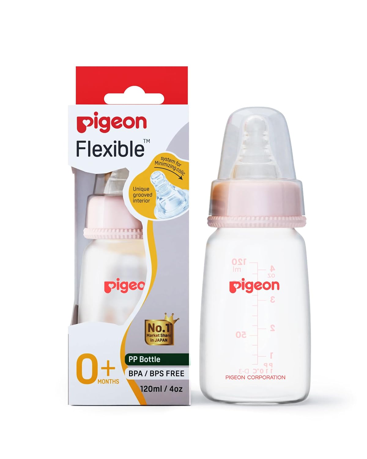 Pigeon Flexible Feeding Bottle 120ml Om+
