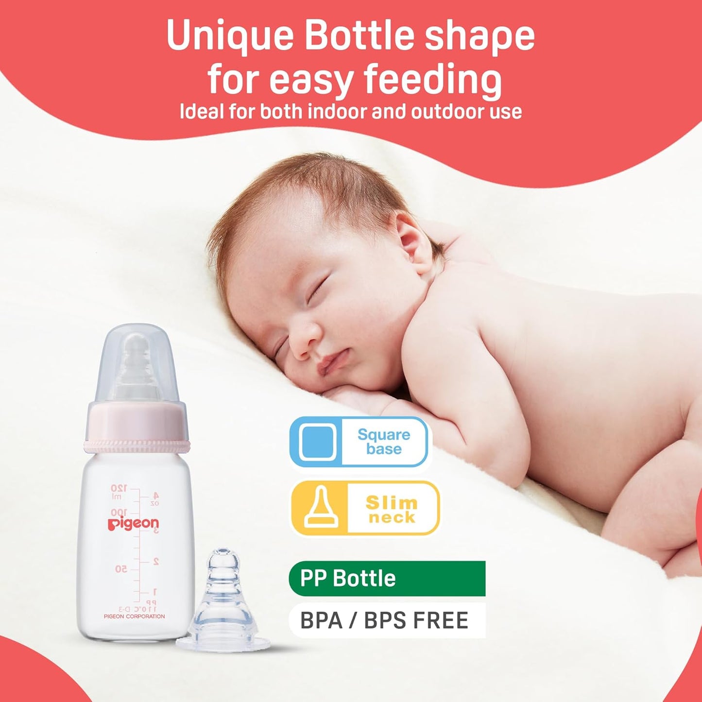 Pigeon Flexible Feeding Bottle 120ml Om+