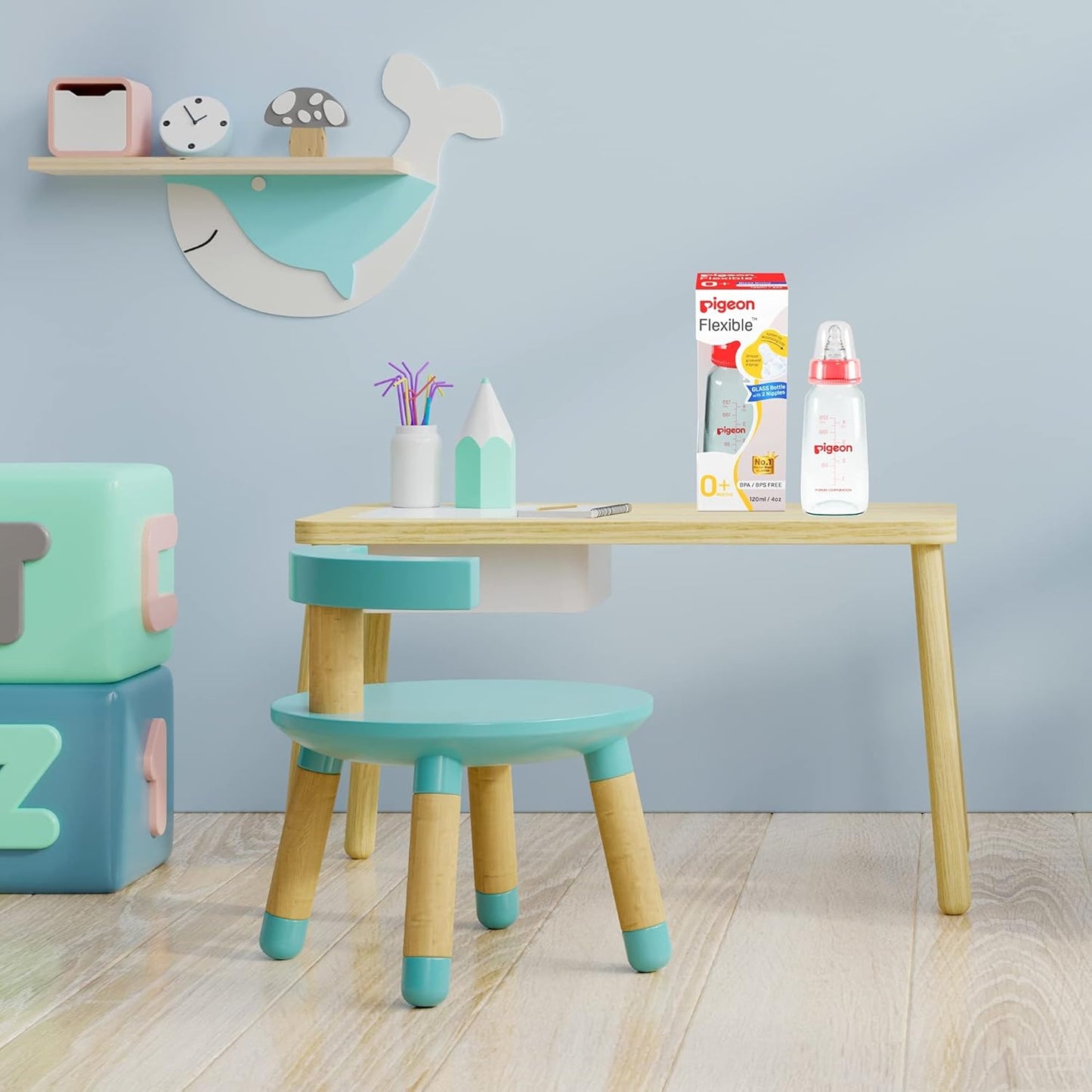 Pigeon Flexible Feeding Bottle 120ml Om+