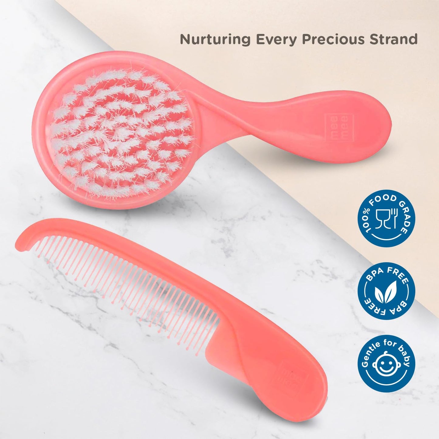 Mee Mee Easy Grip Soft Bristles Comb & Brush set