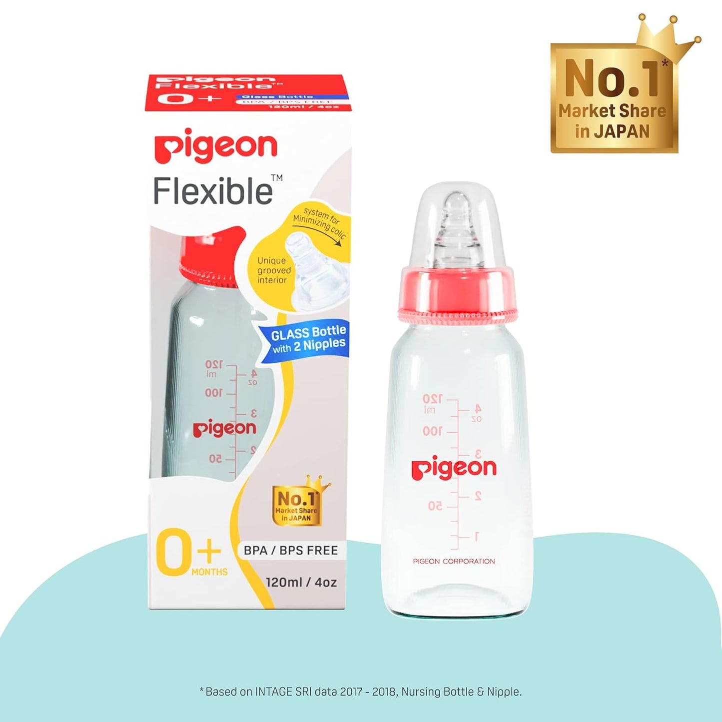 Pigeon Flexible Feeding Bottle 120ml Om+