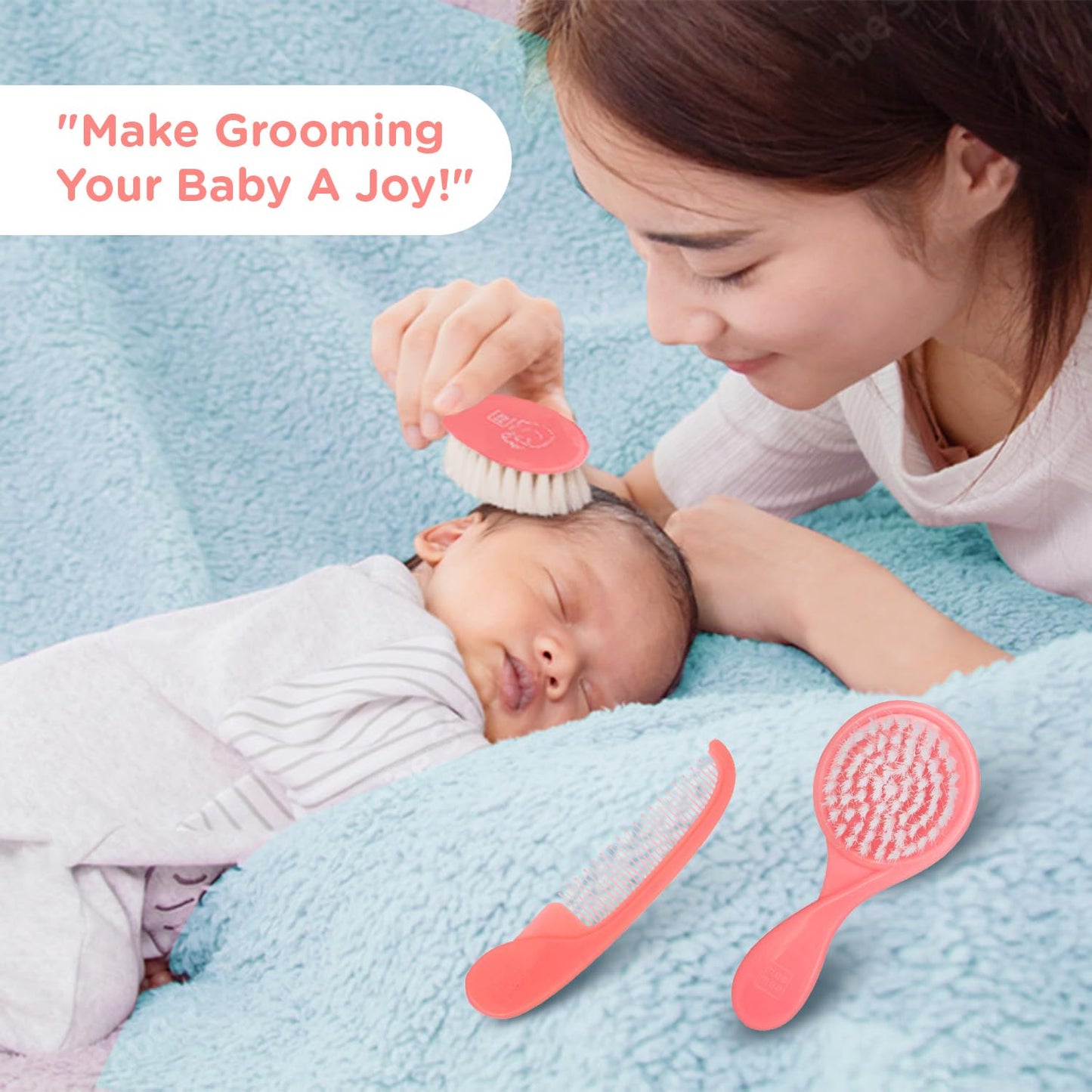 Mee Mee Easy Grip Soft Bristles Comb & Brush set