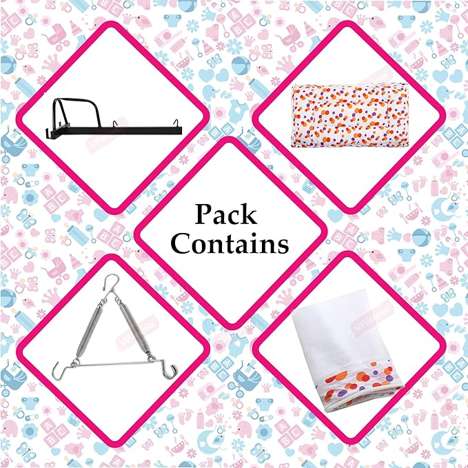 VParents Preemie Baby Swing Cradle with Mosquito Net, Spring & Metal Window Cradle Hanger (Orange)