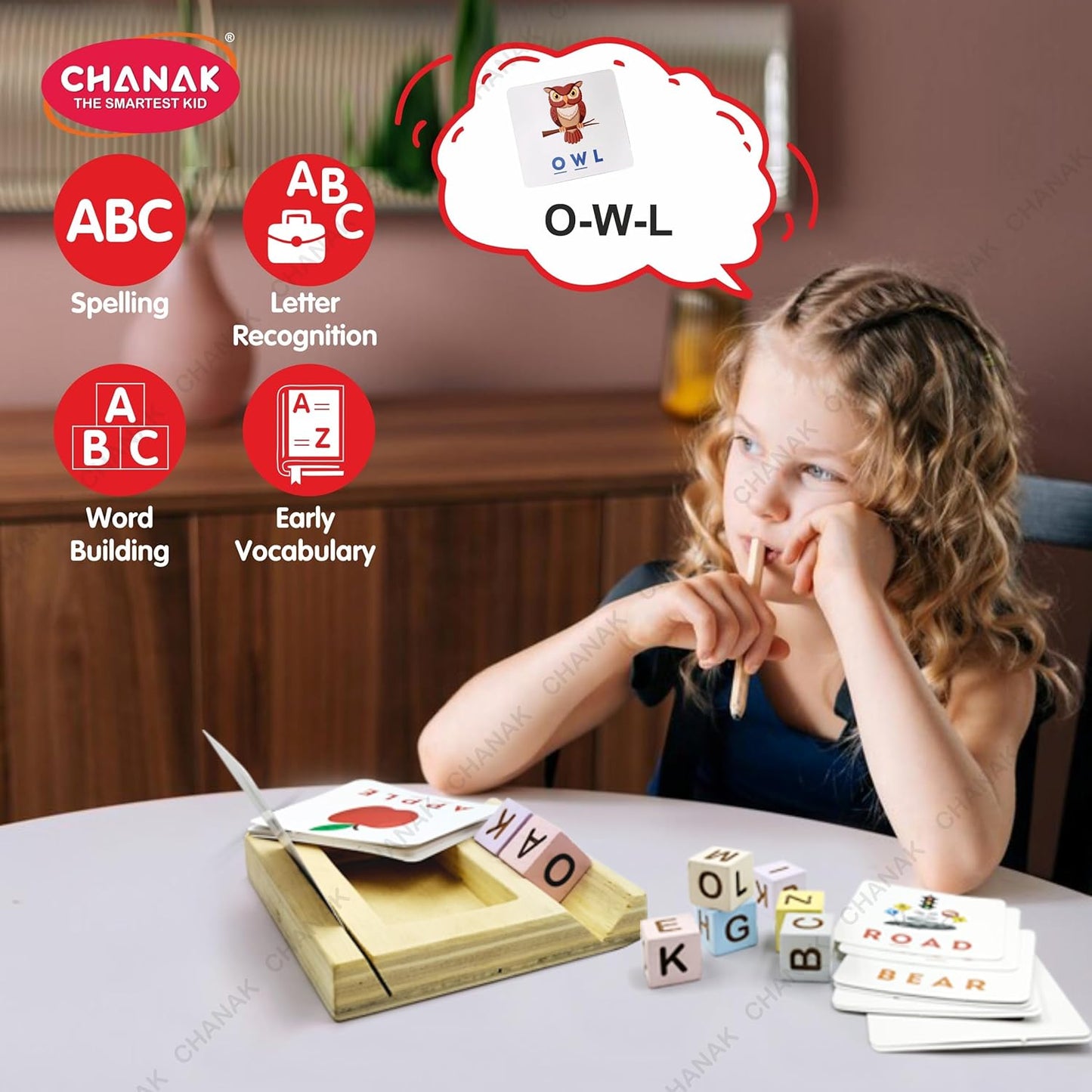 Chanak Wood Block &Cards Spelling Game