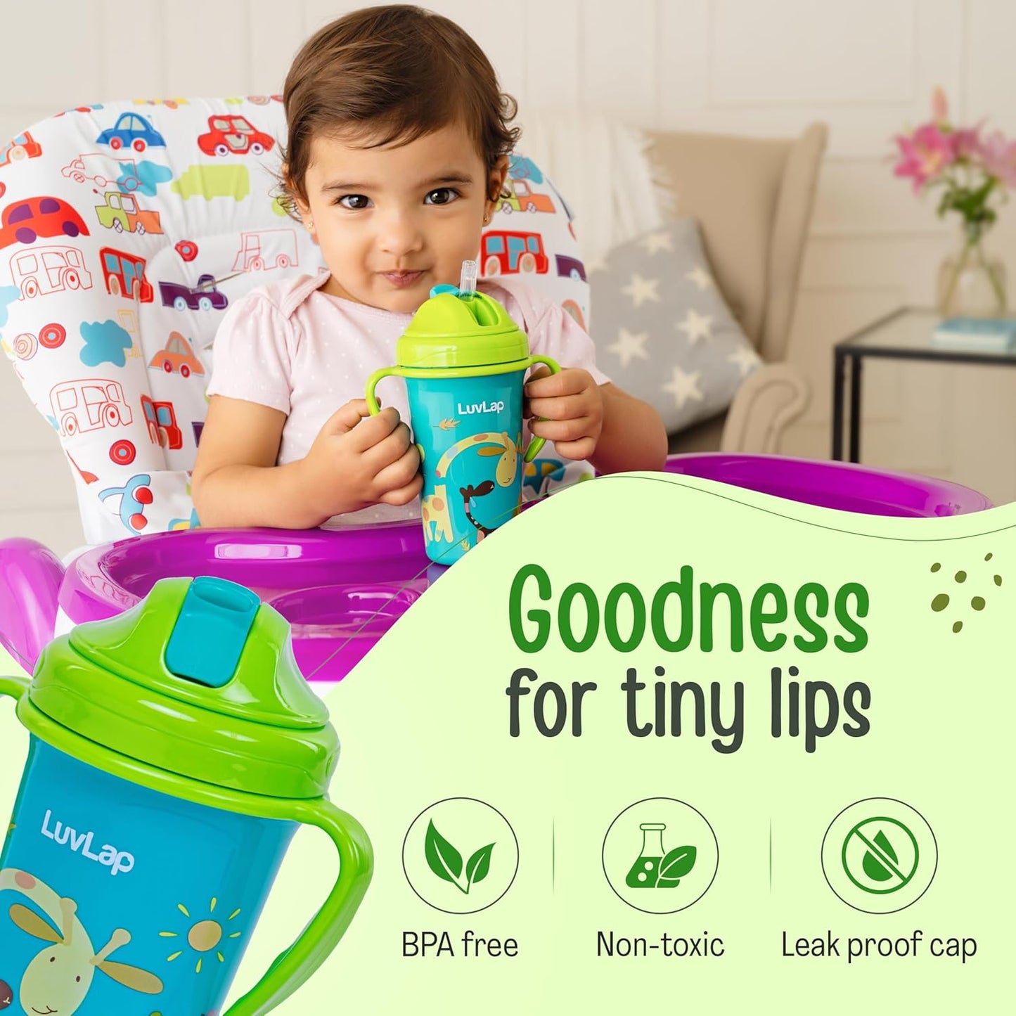 LuvLap Tiny Giffy Soft Straw Sippy Cup