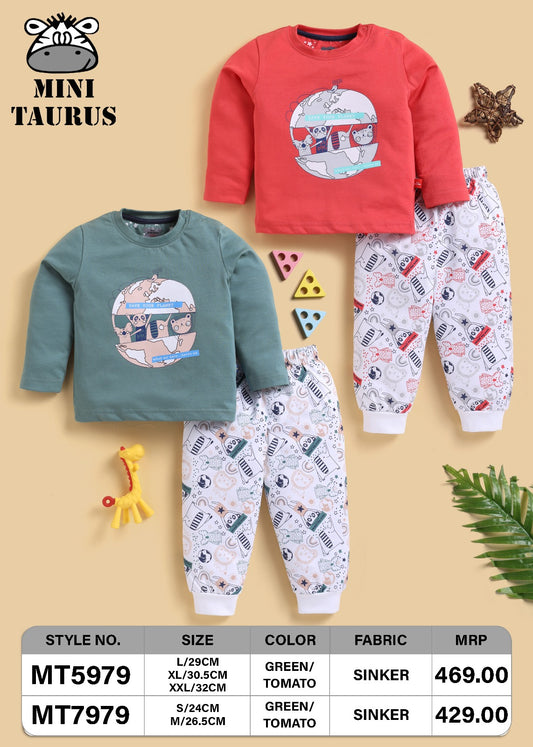 Mini Taurus Unisex Baby Full Sleeve Top & Pajama Set – Save the Planet Theme