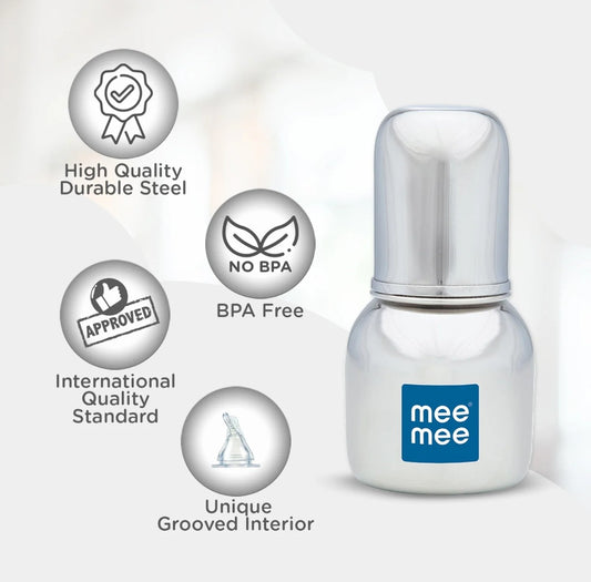 Mee Mee Steel Feeding Bottle - 120 ML