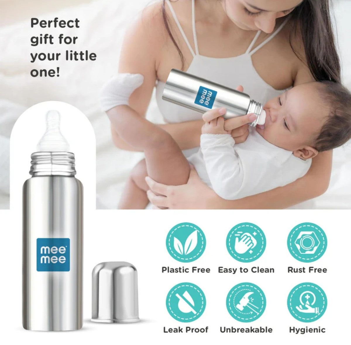 Mee Mee Steel Feeding Bottle - 240 ML