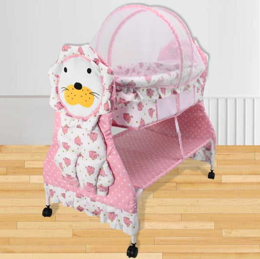 Amardeep Lion Metal Cradle | Baby Swing Cot with Mosquito Net