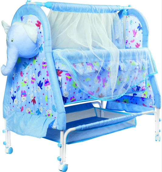 Elephant Model Metal Cradle | Baby Swing Cot with Mosquito Net & Mattress
