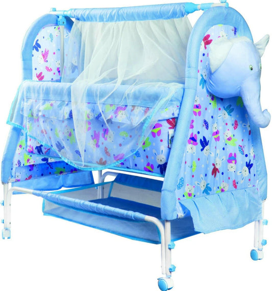 Elephant Model Metal Cradle | Baby Swing Cot with Mosquito Net & Mattress