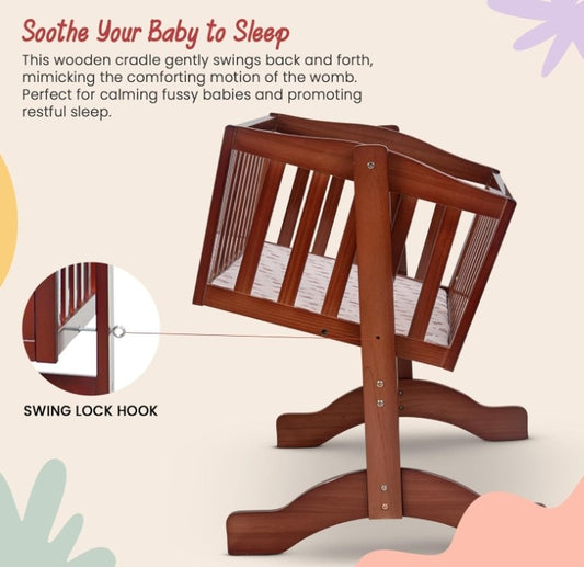 Premium Wooden Baby Crib | Sturdy Wooden Cot for Newborns & Toddlers