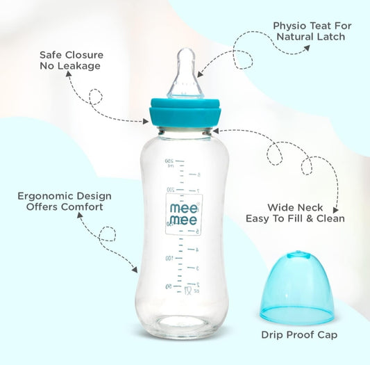 Mee Mee Premium Glass Feeding Bottle - 250 ML