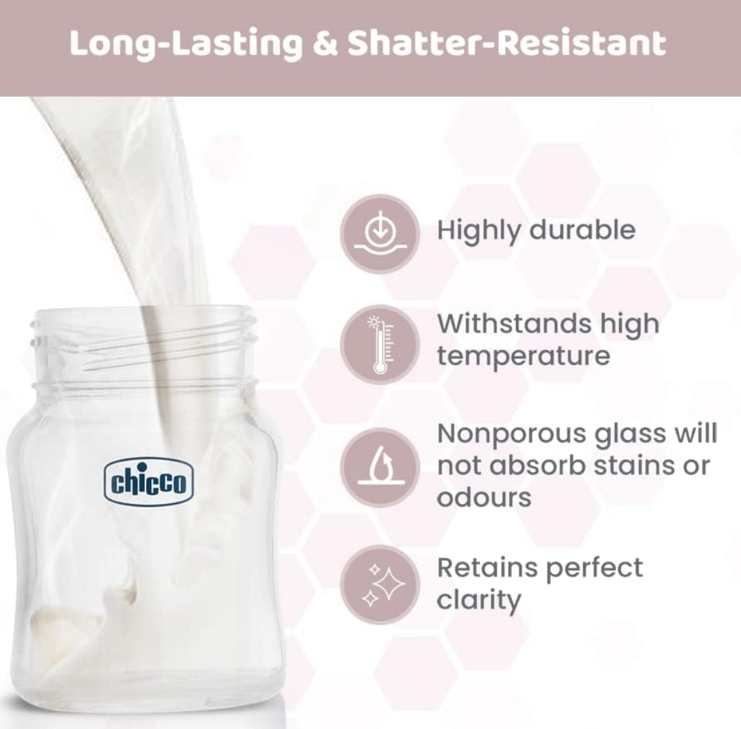 Chicco Glass Feeding Bottle - 120 ML