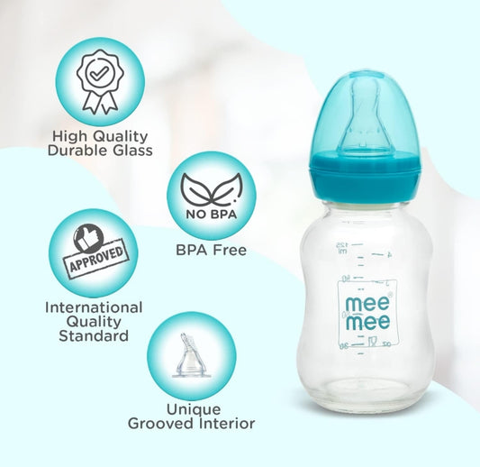 Mee Mee Premium Glass Feeding Bottle - 125 ML